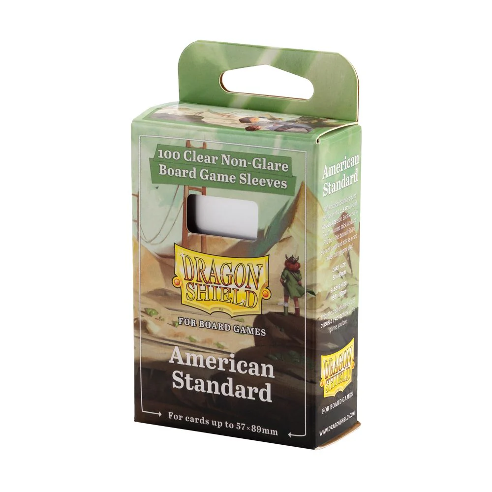 Board Game Sleeves - Dragon Shield - 100 Clear Non-Glare - American Standard