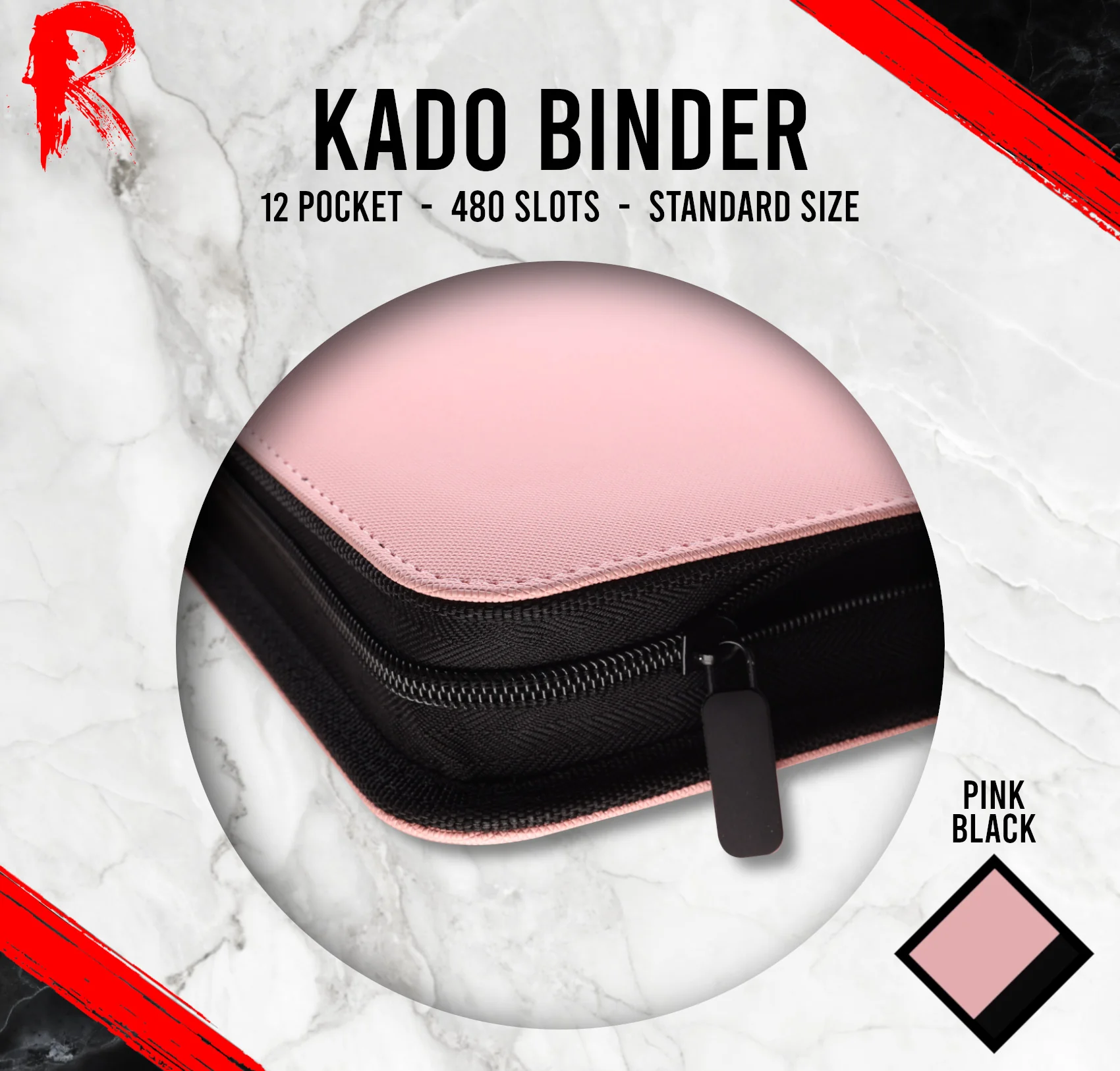 Kādo Binder - 12 Pocket Standard Zip Binder - Pink - Image 2