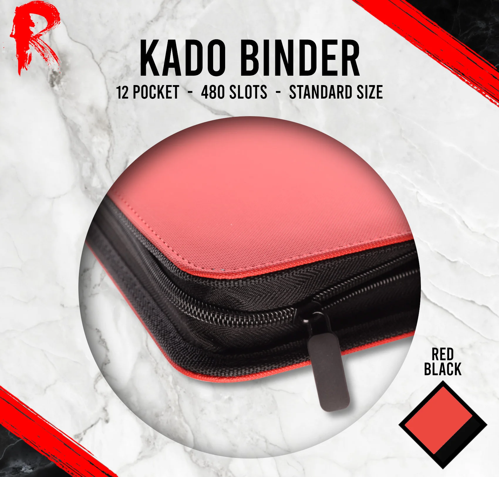 Kādo Binder - 12 Pocket Standard Zip Binder - Red - Image 2
