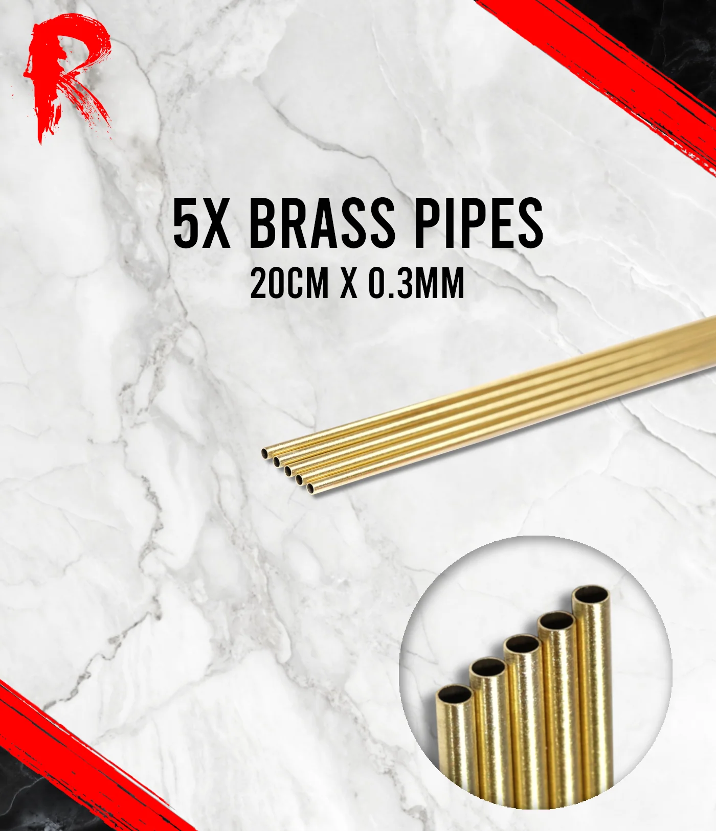 Ronin Games - Brass Pipes 5x - 20cm x 0.3mm
